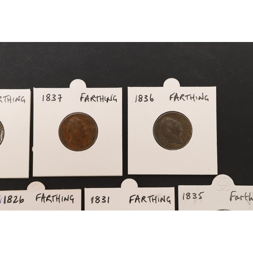 1822 - A COLLECTION OF FARTHINGS, GEORGE III AND LATER. A collection of Farthings: 1799, 1806, 1821 (2), 18... 