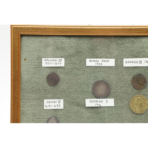 1860 - FOUR FRAMED COLLECTIONS OF COINS, EDWARD III AND LATER. Four framed collections of coins: 2012 colle... 