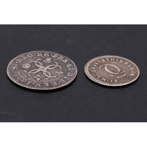 1862 - A CHARLES II FOURPENCE AND SIMILAR TWOPENCE. A Charles II fourpence, laureate bust r. Reverse with f... 