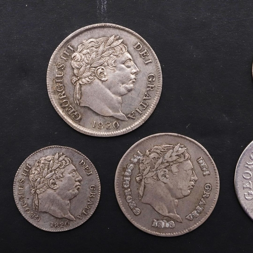 1864 - A COLLECTION OF GEORGE III AND LATER MAUNDY COINS AND OTHER SMALL SILVER. George III fourpence 1820,... 