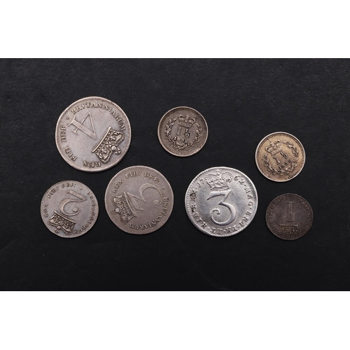 1864 - A COLLECTION OF GEORGE III AND LATER MAUNDY COINS AND OTHER SMALL SILVER. George III fourpence 1820,... 