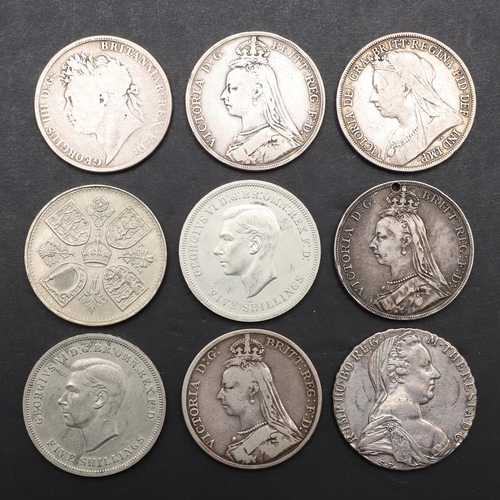 1866 - A COLLECTION OF CROWNS, GEORGE IV AND LATER. A George IV Crown, laureate bust l. Reverse St. George ... 