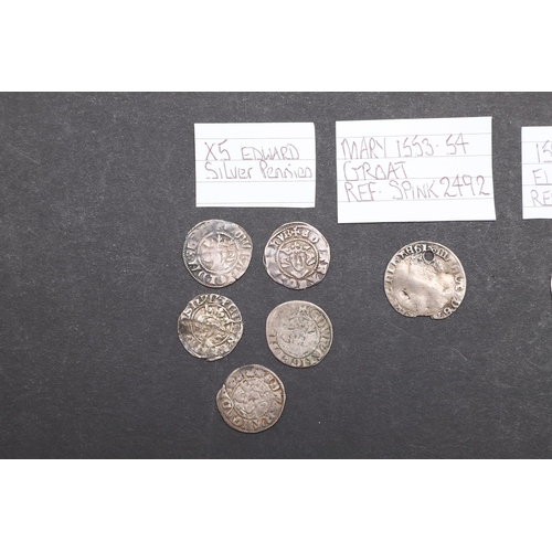 1876 - A COLLECTION OF HAMMERED COINS TO INCLUDE A CHARLES I SIXPENCE AND OTHERS. A collection of eight ear... 