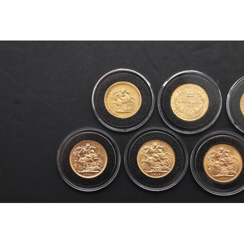 1893 - A COLLECTION OF SEVEN SOVEREIGNS 'FIRST GOLD SOVEREIGNS OF EACH SOVEREIGN MINT', 1820 AND LATER. A c... 