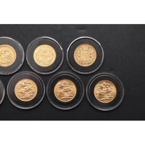 1893 - A COLLECTION OF SEVEN SOVEREIGNS 'FIRST GOLD SOVEREIGNS OF EACH SOVEREIGN MINT', 1820 AND LATER. A c... 