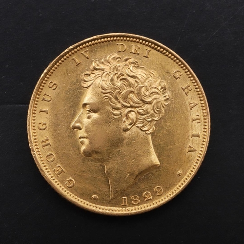 1898 - A GEORGE IV SOVEREIGN, 1829. A George IV Sovereign, laureate bust l, Reverse Crowned shield, dated 1... 