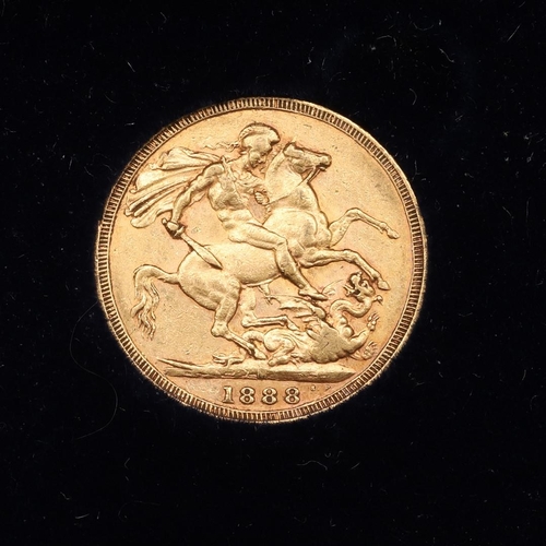 1912 - A QUEEN VICTORIA SOVEREIGN, MELBOURNE 1888. A Queen Victoria Sovereign, Young head l. St George and ... 