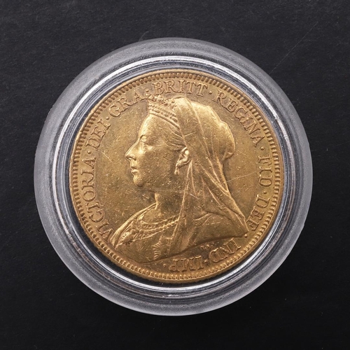 1917 - A QUEEN VICTORIAN SOVEREIGN, 1895. A Queen Victoria Sovereign, old veiled bust l. reverse with Georg... 