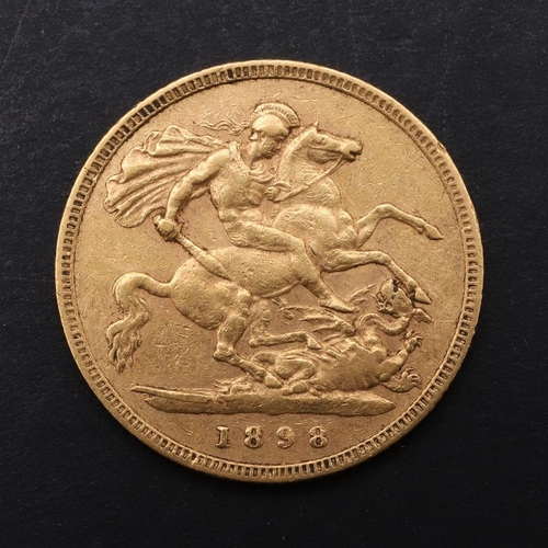 1920 - A QUEEN VICTORIAN HALF SOVEREIGN, 1898. A Queen Victoria Half Sovereign, old veiled bust l. reverse ... 