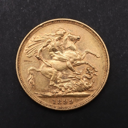 1922 - A QUEEN VICTORIA SOVEREIGN, MELBOURNE 1899. A Queen Victoria Sovereign, veiled old bust r. Reverse S... 