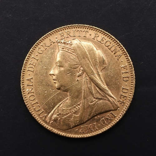 1928 - A VICTORIAN SOVEREIGN, 1901. A Queen Victoria Sovereign, old veiled bust l. George and Dragon revers... 