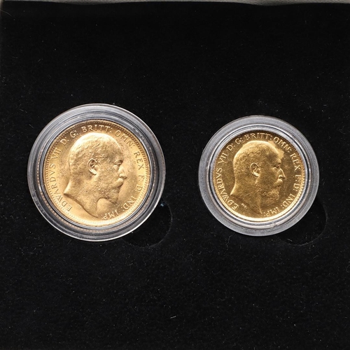 1930 - AN EDWARD VII SOVEREIGN AND HALF SOVEREIGN SET, 1902 AND 1910. An Edward VII Sovereign, bare head r.... 