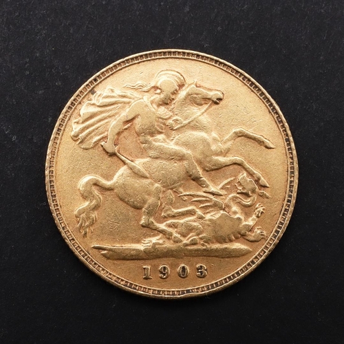 1932 - AN EDWARD VII HALF SOVEREIGN, 1903. An Edward VII Half Sovereign, bust r, St George and the Dragon r... 