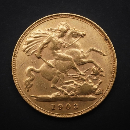 1933 - AN EDWARD VII HALF SOVEREIGN, 1903. An Edward VII Half Sovereign, bare head l. reverse George and th... 