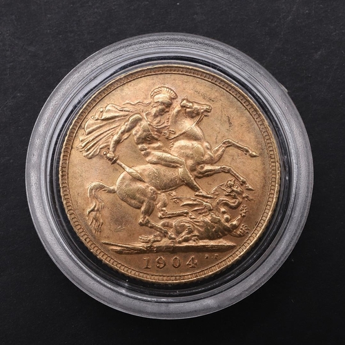 1934 - AN EDWARD VII SOVEREIGN, 1904. An Edward VII Sovereign, bare head l. reverse George and the Dragon, ... 