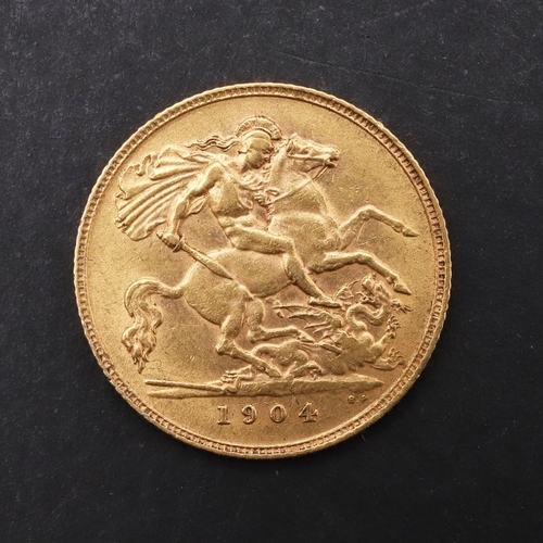 1935 - AN EDWARD VII HALF SOVEREIGN, 1904. An Edward VII  Half Sovereign, bare head r. Reverse with St Geor... 