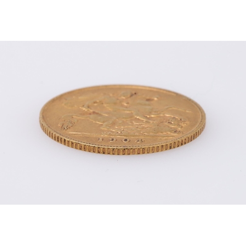 1936 - AN EDWARD VII HALF SOVEREIGN, 1904. An Edward VII  Half Sovereign, bare headr. Reverse with St Georg... 