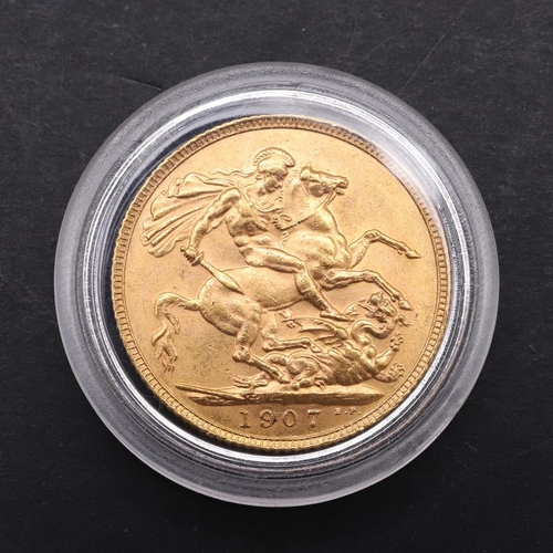 1941 - AN EDWARD VII SOVEREIGN, 1907. An Edward VII Sovereign, bare head l. reverse George and the Dragon, ... 