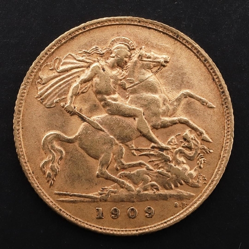 1945 - AN EDWARD VII HALF SOVEREIGN, 1909. An Edward VII Half Sovereign, bust r. St George and the Dragon r... 