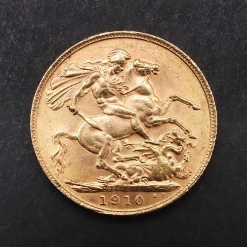 1947 - AN EDWARD VII SOVEREIGN, 1910. An Edward VII Sovereign, bare head bust r. St George and Dragon rever... 