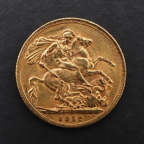 1952 - A GEORGE V SOVEREIGN, 1912. A George V Sovereign, bare head l. reverse St George and the Dragon, dat... 