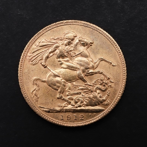 1953 - A GEORGE V SOVEREIGN, 1912. A George V Sovereign, bare head l. reverse St George and the Dragon, dat... 