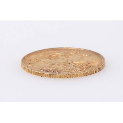 1955 - A GEORGE V HALF SOVEREIGN, 1912. A George V Half Sovereign, bare head l. George and Dragon reverse, ... 