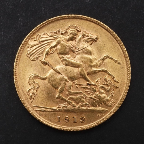 1960 - A GEORGE V HALF SOVEREIGN, 1913. A George V Half Sovereign, bust l. St George and the Dragon reverse... 