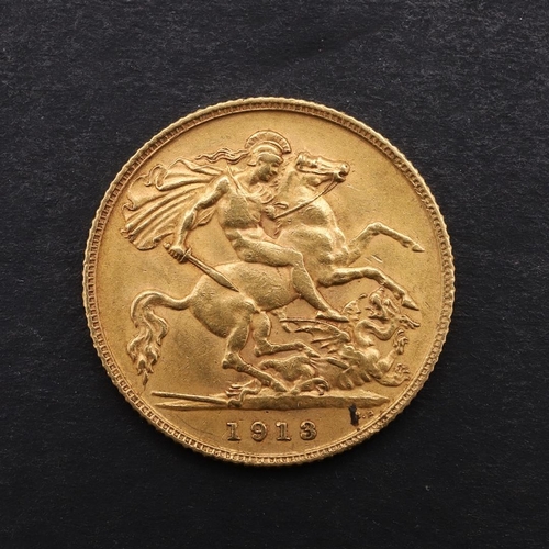 1961 - A GEORGE V HALF SOVEREIGN, 1913. A George V Half Sovereign, bust l. St George and the Dragon reverse... 