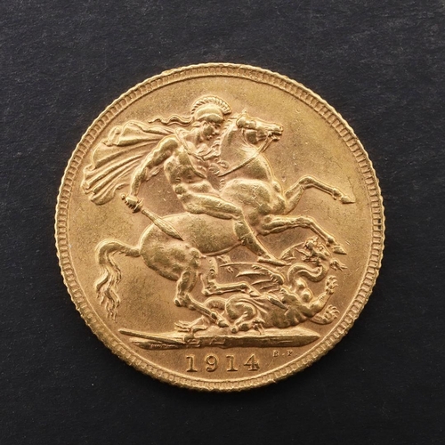 1962 - A GEORGE V SOVEREIGN, 1914. A George V Sovereign, bare head l. reverse St. George and the Dragon, da... 