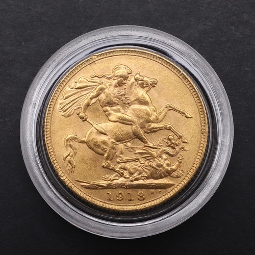 1971 - A GEORGE V SOVEREIGN, 1918. A George V Sovereign, bare head l. reverse George and the Dragon, dated ... 