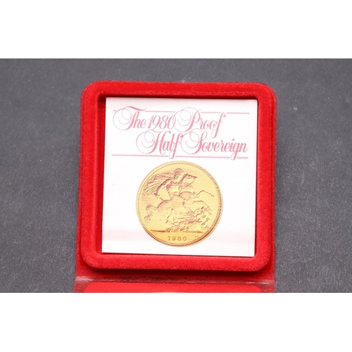 2019 - AN ELIZABETH II PROOF HALF SOVEREIGN, 1980. An Elizabeth II proof Half Sovereign, crowned bust r. Re... 