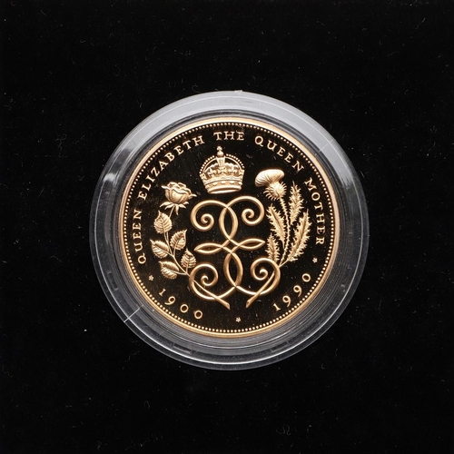 2023 - A QUEEN ELIZABETH THE QUEEN MOTHER 90TH BIRTHDAY GOLD PROOF CROWN, 1990. A Royal Mint Gold Crown for... 