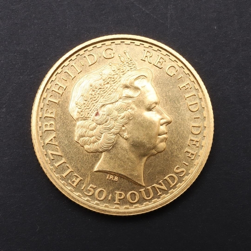 2026 - AN ELIZABETH II £50.00 GOLD BRITANNIA, 1999. A 1/2 ounce gold Britannia £50.00 coin. Crowned bust r.... 