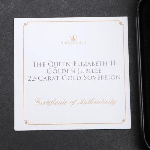 2032 - A GOLDEN JUBILEE SOVEREIGN, 2002. A Queen Elizabeth II Sovereign dated 2002, uncirculated in capsule... 