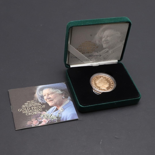 2035 - A QUEEN ELIZABETH THE QUEEN MOTHER MEMORIAL GOLD PROOF CROWN, 2002. A Royal Mint Memorial Gold Crown... 