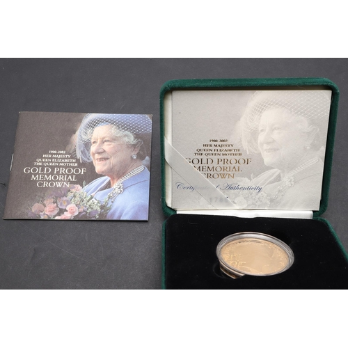 2035 - A QUEEN ELIZABETH THE QUEEN MOTHER MEMORIAL GOLD PROOF CROWN, 2002. A Royal Mint Memorial Gold Crown... 