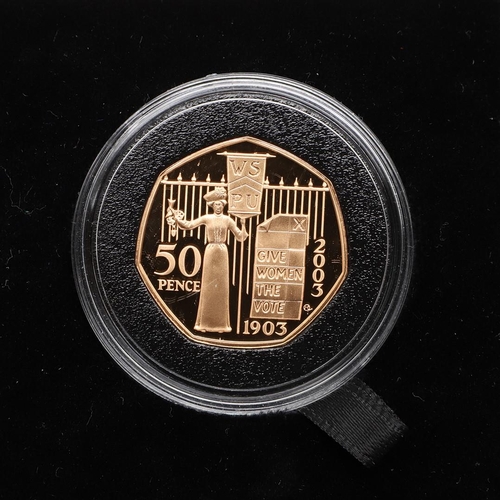 2036 - A CENTENARY OF THE WOMEN'S SOCIAL & POLITICAL UNION GOLD PROOF 50P, 2003. A Royal Mint Memorial Gold... 