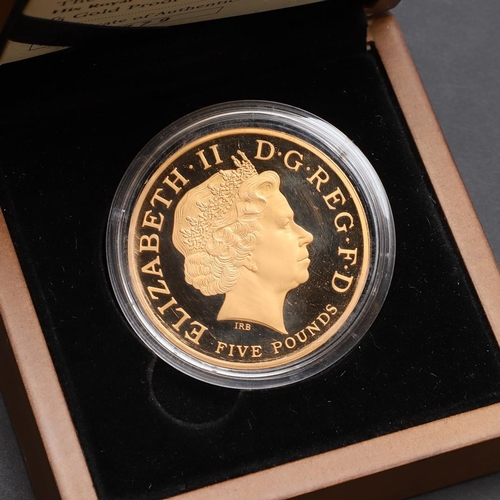 2042 - A GOLD PROOF £5.00 FOR THE PRINCE OF WALES' 60TH BIRTHDAY, 2008. A Royal Mint Gold £5.00 for His Roy... 