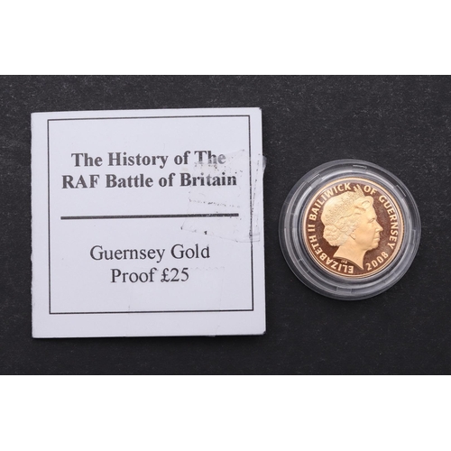 2043 - A HISTORY OF THE BATTLE OF BRITAIN GOLD £25 COIN, GUERNSEY 2008. A Westminster Mint gold proof coin,... 