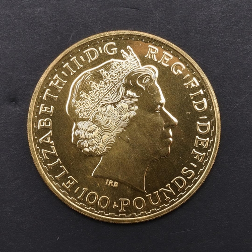 2048 - AN ELIZABETH II £100.00 GOLD BRITANNIA, 2013. A one ounce gold Britannia £100.00 coin. Crowned bust ... 