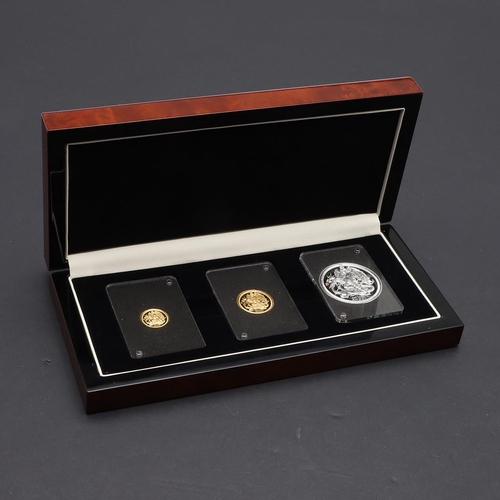 2075 - A THREE COIN GOLD AND SILVER ANGEL SET, 2019. A set of three coins comprising an Elizabeth II Isle o... 