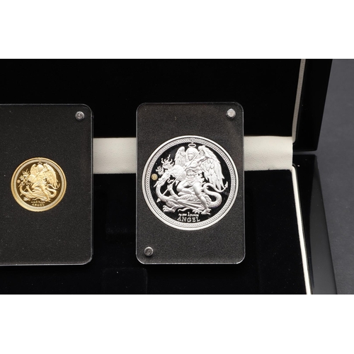 2075 - A THREE COIN GOLD AND SILVER ANGEL SET, 2019. A set of three coins comprising an Elizabeth II Isle o... 