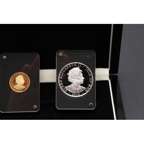 2075 - A THREE COIN GOLD AND SILVER ANGEL SET, 2019. A set of three coins comprising an Elizabeth II Isle o... 