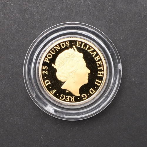 2079 - AN ELIZABETH II QUARTER OUNCE GOLD BRITANNIA, 2021. Britannia, quarter ounce gold proof coin, crowne... 