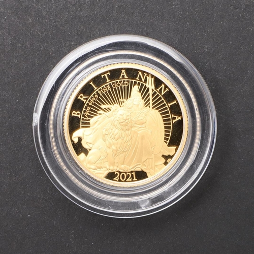 2079 - AN ELIZABETH II QUARTER OUNCE GOLD BRITANNIA, 2021. Britannia, quarter ounce gold proof coin, crowne... 