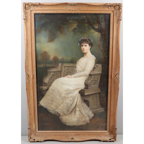 303 - H** DE STACHIEWICZ (CIRCA 1910). PORTRAIT OF ELIZABETH ANNE BOSTOCK (nee GLAZBROOK). Seated full len... 