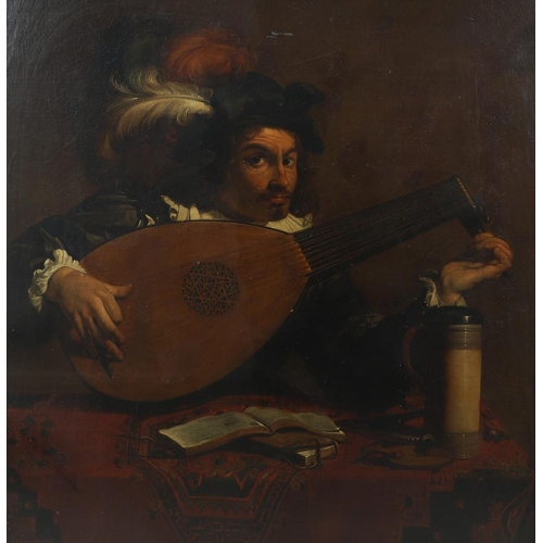 307 - THEODORE ROMBOUTS (1597-1637). After. LUTE PLAYER. Oil on canvas 110 x 99.5cm.  * After the prime ve... 