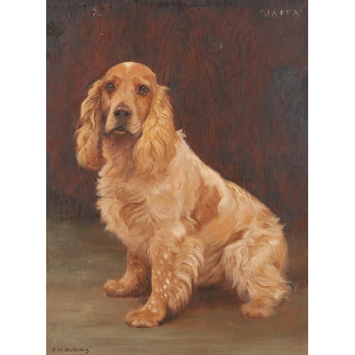 326 - FRANCES MABEL HOLLAMS (1877-1963). `JAFFA`, A COCKER SPANIEL. (d) Signed, inscribed with dog's name,... 