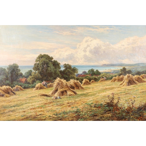 330 - HENRY H. PARKER (1858-1930). HARVEST TIME, ANGMERING-ON-SEA, SUSSEX. Signed, also signed and inscrib... 